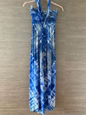 🌺 🍍Pineapples Boutique Ava Strapless Pleated Bodice Tie-Dye Maxi Dress | Small